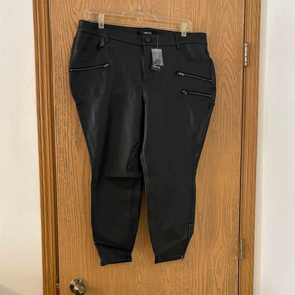 Torrid Black Coated Zip Skinny Pants